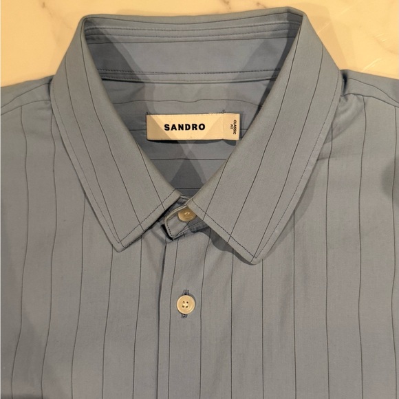 Sandro Classic Fit Blue Pinstriped Shirt 
Size L (fits like a medium) - Picture 4 of 11